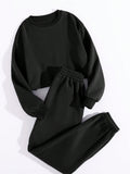  | SHEIN Thermal Lined Solid Sweatshirt With Joggers | Sweater | Shein | OneHub
