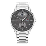 | Tommy Hilfiger Hunter Silver Stainless Steel Grey Dial Quartz Watch for Men - 1791608 | Watches | Tommy Hilfiger | OneHub