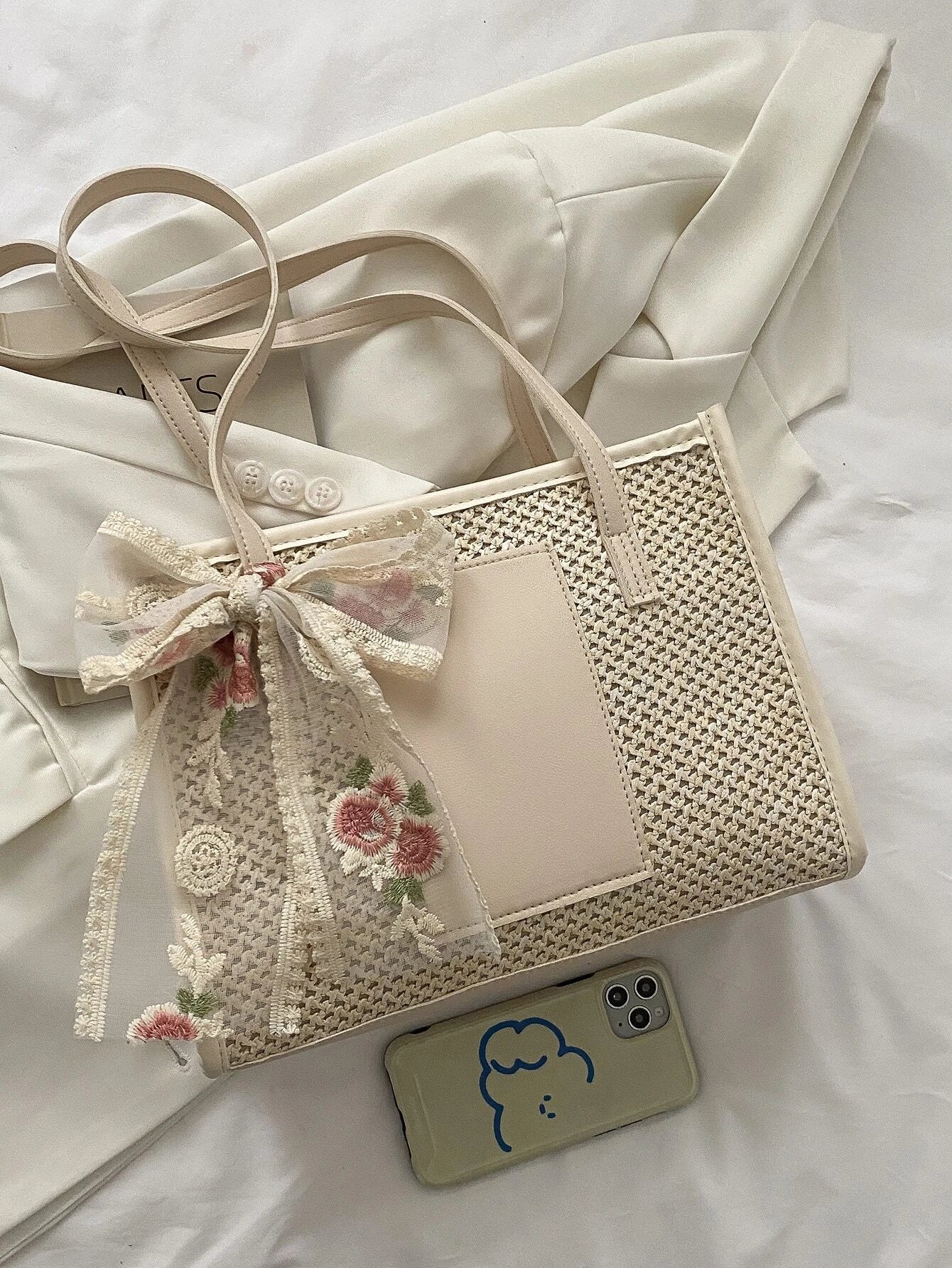  | Trendy Lightweight,Casual Bow Decor Straw Bag For Teen Girls Women College Students Perfect For College | Bags | Shein | OneHub