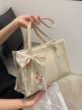  | Trendy Lightweight,Casual Bow Decor Straw Bag For Teen Girls Women College Students Perfect For College | Bags | Shein | OneHub