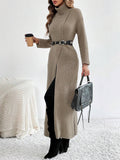  | SHEIN Turtleneck Slit Dress, Long Sleeve Casual Party Club Dress, Elegant & Unique Design | Dress | Shein | OneHub