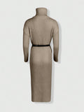  | SHEIN Turtleneck Slit Dress, Long Sleeve Casual Party Club Dress, Elegant & Unique Design | Dress | Shein | OneHub