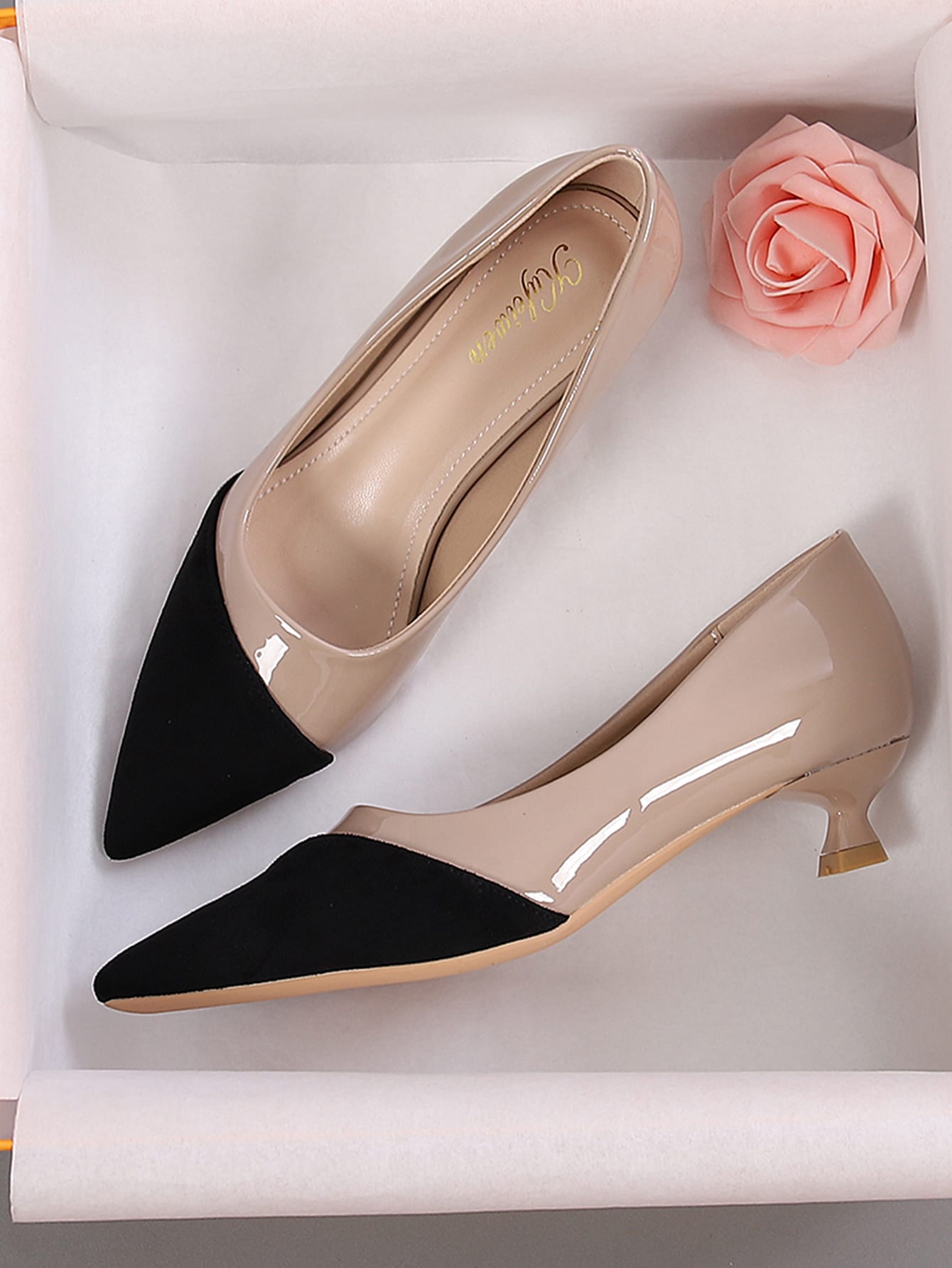  | SHEIN Two Tone Point Toe Heeled Court Pumps, Multicolor Elegant Color Blocking Women's High Heel Single Shoes | Sandal | Shein | OneHub