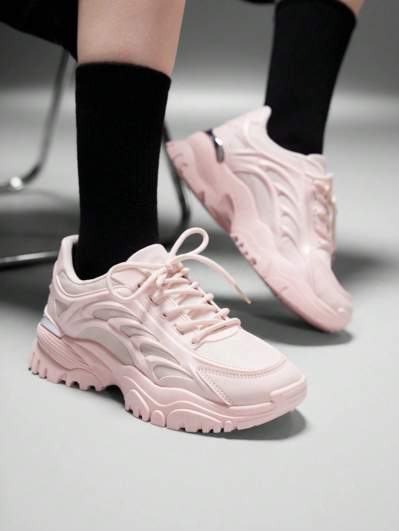 SHEIN Vate Woman Shoes Thick Sole Fashion Lightweight Pink Outdoor Sneaker