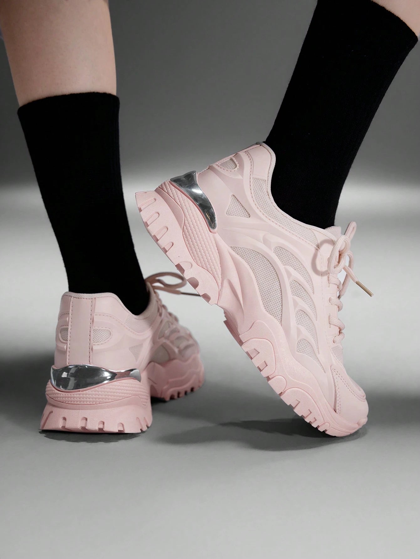 SHEIN Vate Woman Shoes Thick Sole Fashion Lightweight Pink Outdoor Sneaker