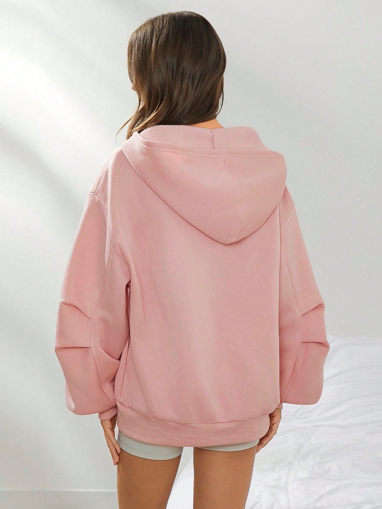 SHEIN WESTFADE Oversized Zip Up Long Sleeve Fleece Hoodie Cute Fall Back To School, Casual Autumn, Winter, Boho, Western Wear For Women