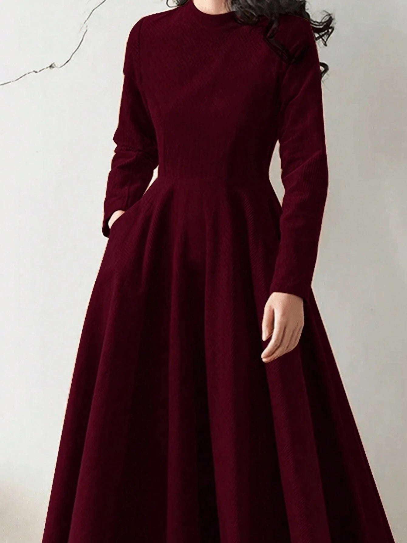  | SHEIN Women Casual Solid Color Oblique Pocket Elastic Waist Flare Hem Dress, Autumn | Dress | Shein | OneHub