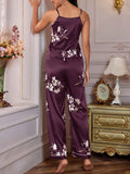 SHEIN Women Floral Pattern Satin Pajama Set
