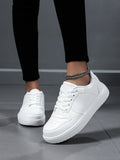 SHEIN Women Minimalist Lace-up Front Skate Shoes, Sporty Sneakers