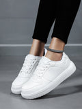 SHEIN Women Minimalist Lace-up Front Skate Shoes, Sporty Sneakers