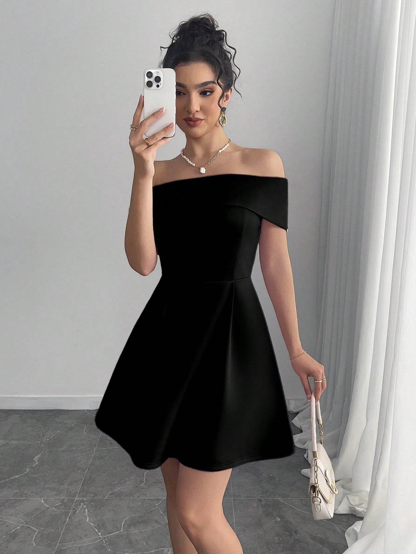  | SHEIN Women Off Shoulder Mini Solid Color Dress | Dress | Shein | OneHub