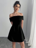  | SHEIN Women Off Shoulder Mini Solid Color Dress | Dress | Shein | OneHub