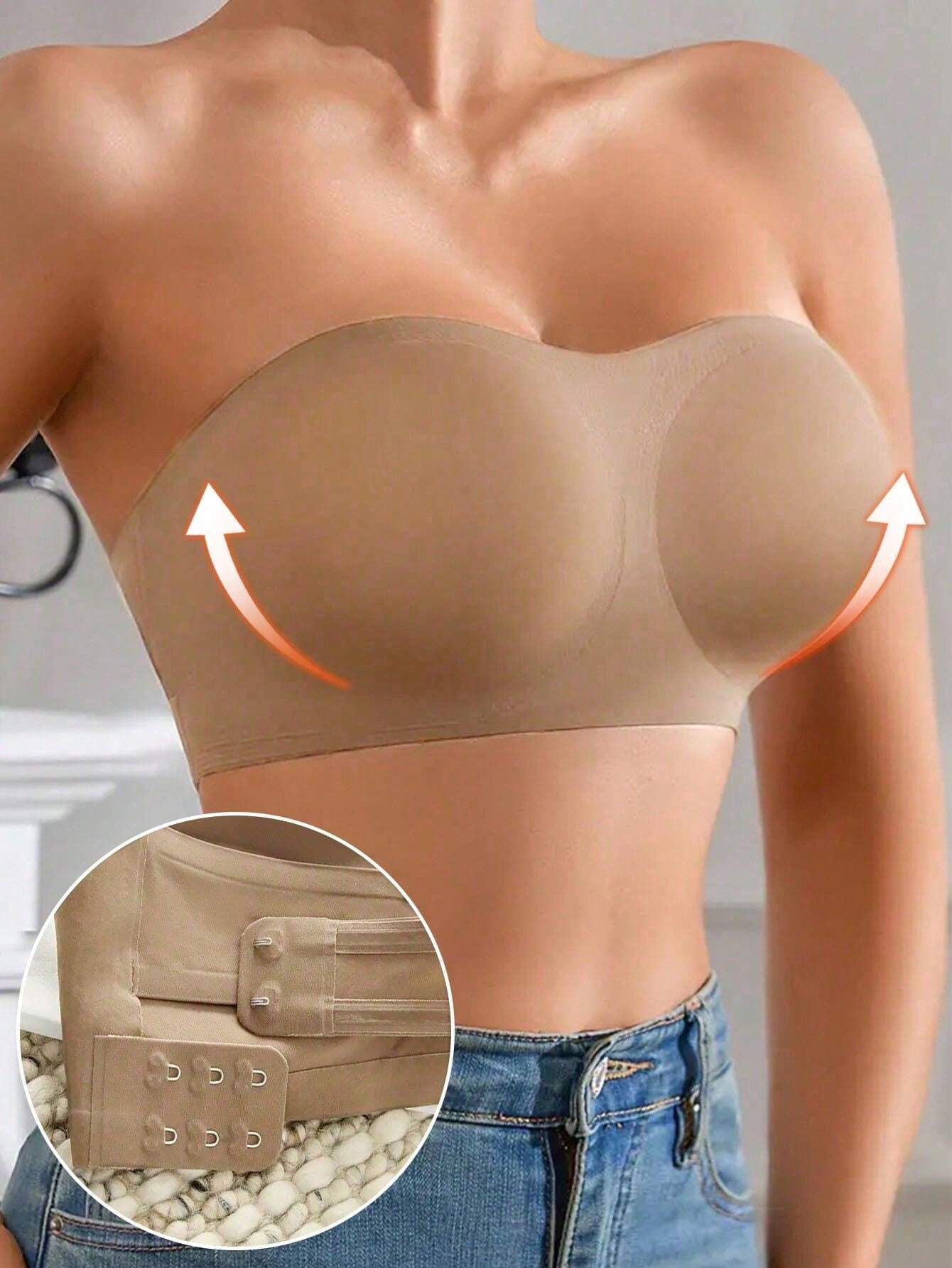  | SHEIN Women Seamless Strapless Padded Cups Tube Side Closure Bandeau Crisscross Backless Casual-Comfortable Bra Simple Bra | Lingerie | Shein | OneHub