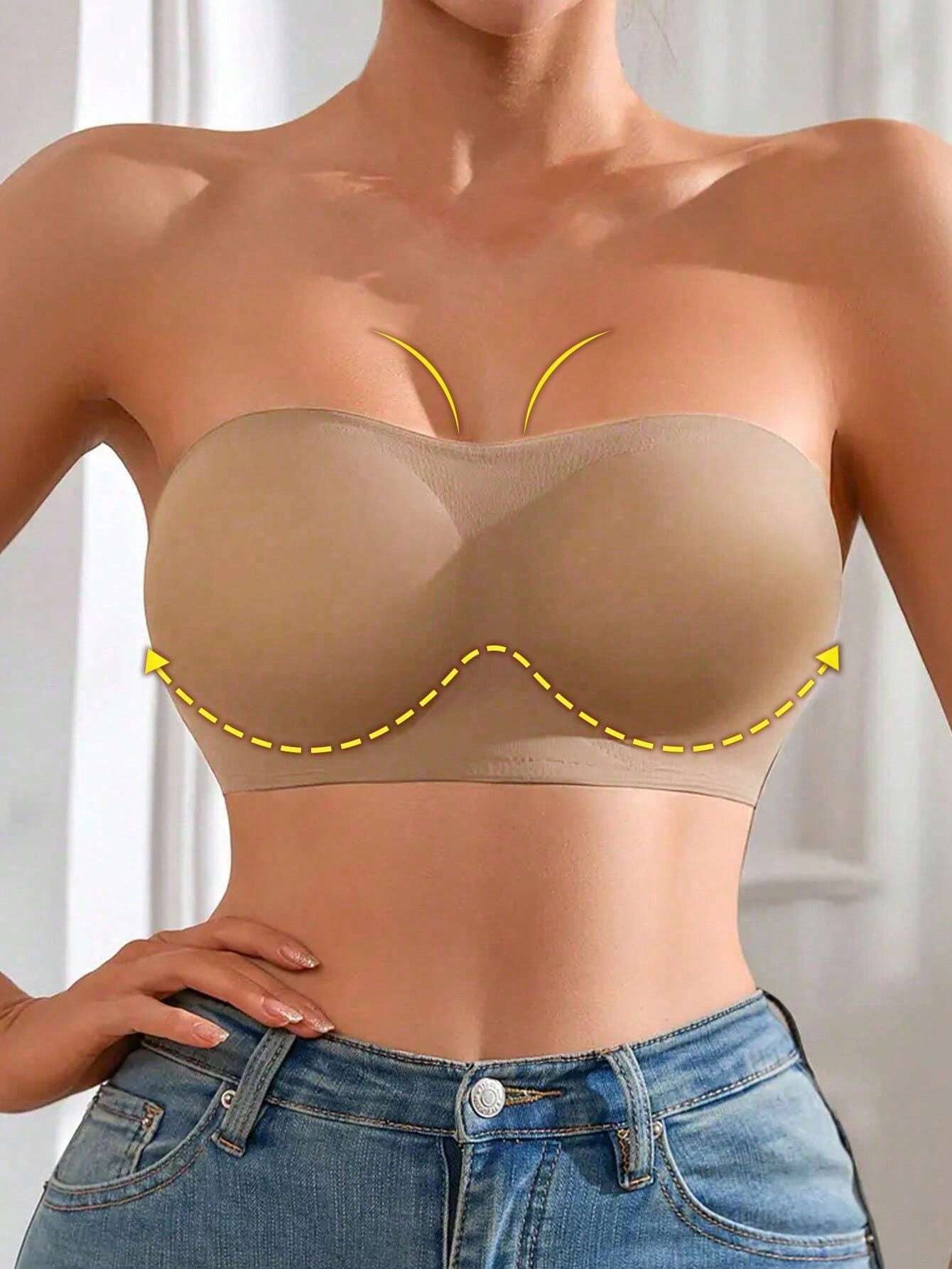  | SHEIN Women Seamless Strapless Padded Cups Tube Side Closure Bandeau Crisscross Backless Casual-Comfortable Bra Simple Bra | Lingerie | Shein | OneHub