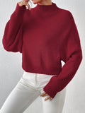 SHEIN Women's Basic Cute Short Sweater, Casual Lightweight Comfortable Ribbed Knit Cropped Pullover, Long Sleeve Sweater, Crop Top, Anchor Pattern Red