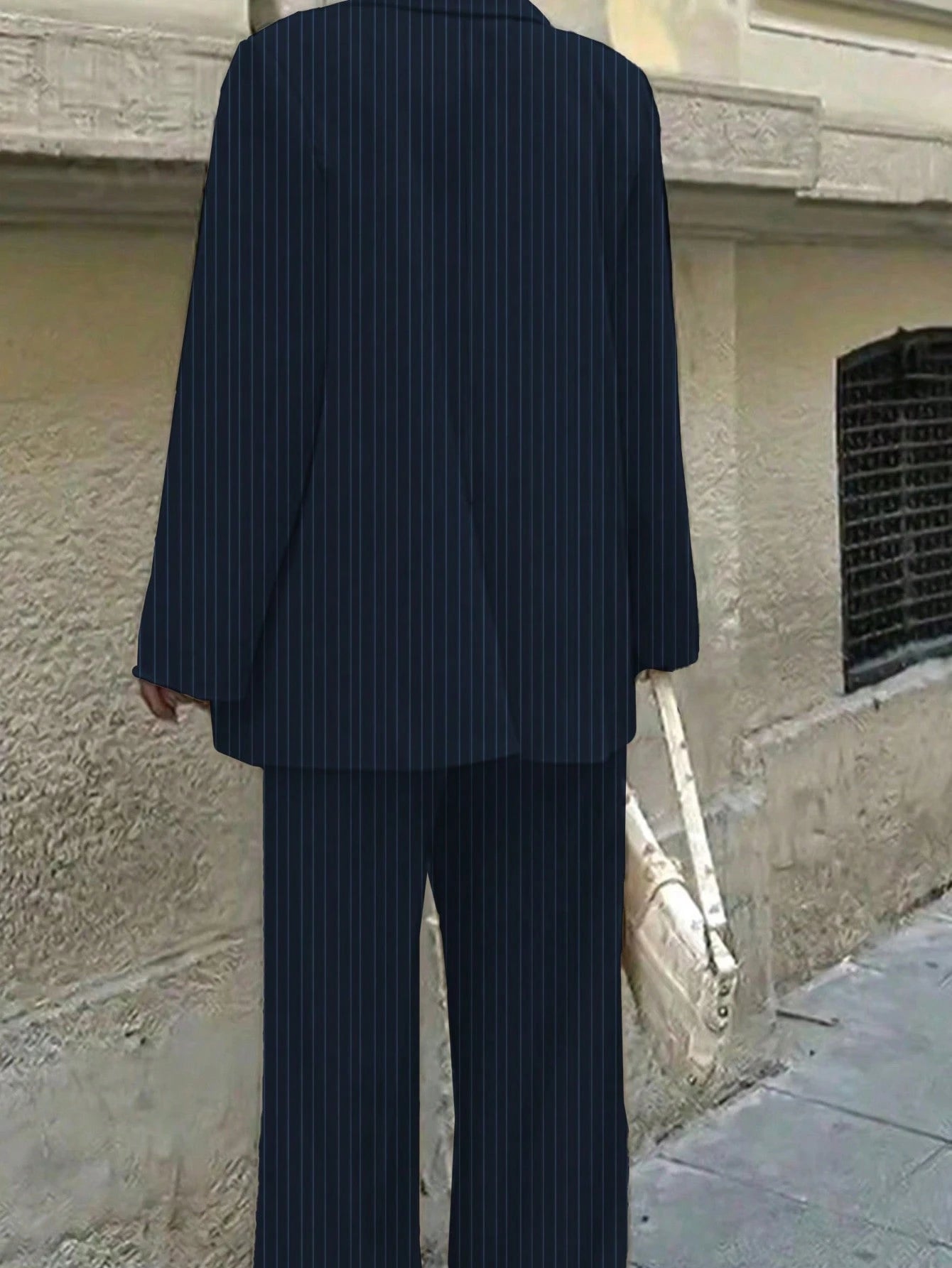 SHEIN Women's Casual Commuter Striped Jacket, Pants, Vest 3-Piece Suit Set