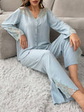  | SHEIN Women's Contrast Lace Cardigan And Pajama Set | PJ Set | Shein | OneHub