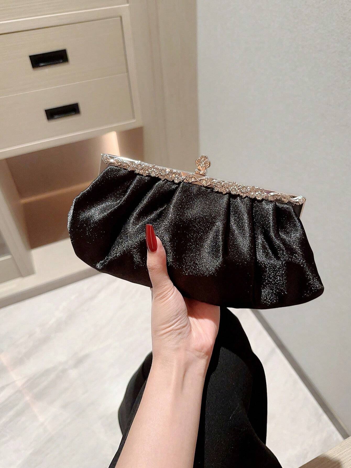  | SHEIN Women's Delicate Satin Evening Bag With Rhinestone Decoration, Clutch Bag, Party Bag, Prom Bag, Chain Handbag | Bags | Shein | OneHub