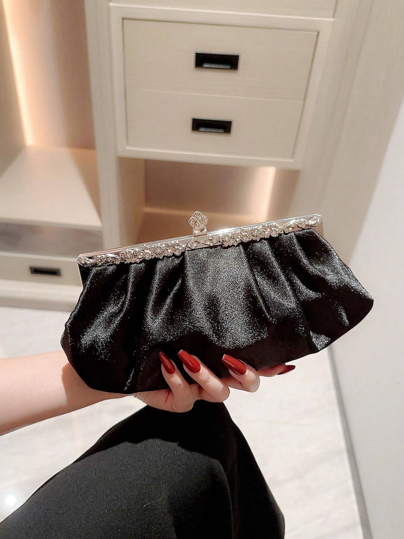  | SHEIN Women's Delicate Satin Evening Bag With Rhinestone Decoration, Clutch Bag, Party Bag, Prom Bag, Chain Handbag | Bags | Shein | OneHub