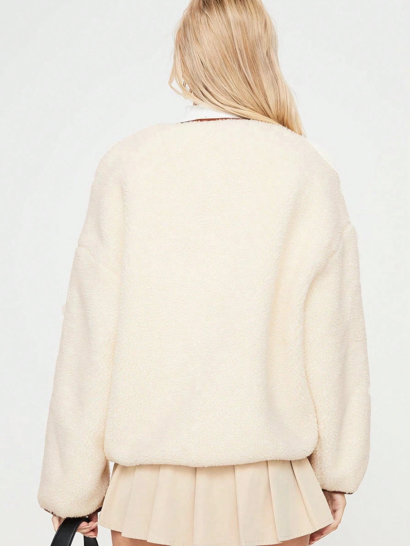 SHEIN Women's Fashionable Elegant Round Neck Long Sleeve Short Jacket Top, Autumn/Winter