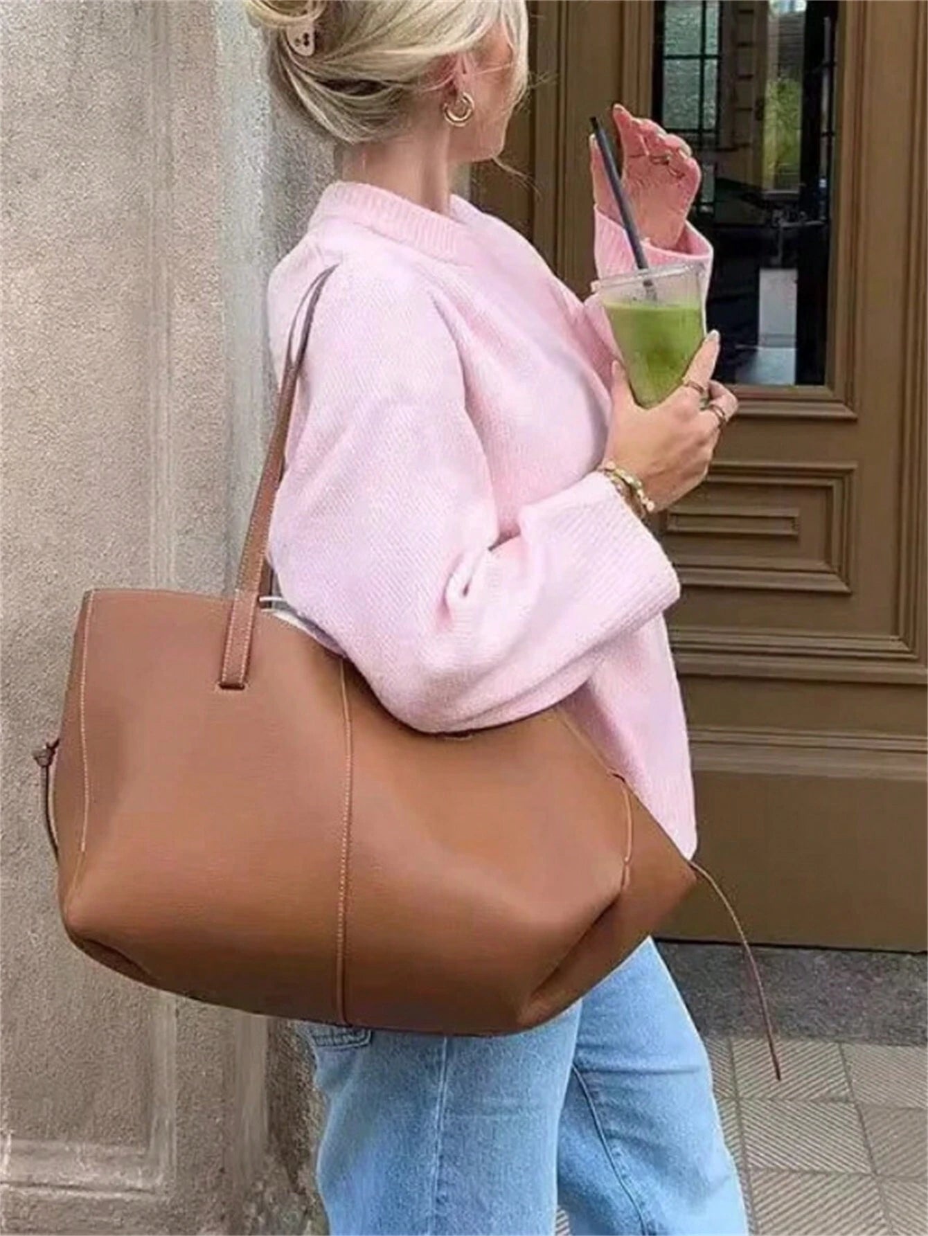 SHEIN Women's Fashionable Long Sleeve Knitted Base Layer, Soft & Cozy Loose Fit Warm Sweater, Autumn/Winter New Arrival