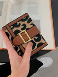  | SHEIN Women's Leopard Print Pu Leather Trifold Wallet Card Holder Coin Purse Vintage Buckle Hardware Portable Short Wallet | Wallet | Shein | OneHub