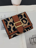  | SHEIN Women's Leopard Print Pu Leather Trifold Wallet Card Holder Coin Purse Vintage Buckle Hardware Portable Short Wallet | Wallet | Shein | OneHub