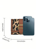  | SHEIN Women's Leopard Print Pu Leather Trifold Wallet Card Holder Coin Purse Vintage Buckle Hardware Portable Short Wallet | Wallet | Shein | OneHub