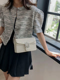  | SHEIN Women's One Shoulder Bag, White Small Square Bag With Rhinestone Lock Y2K Bowknot Crossbody Bag Trendy Chain Shoulder Bag Women Square Purse For Every Day, Perfect For Music Festival | Bags | Shein | OneHub