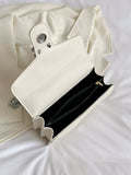  | SHEIN Women's One Shoulder Bag, White Small Square Bag With Rhinestone Lock Y2K Bowknot Crossbody Bag Trendy Chain Shoulder Bag Women Square Purse For Every Day, Perfect For Music Festival | Bags | Shein | OneHub