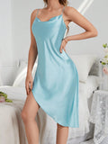  | SHEIN Women's Plain Draped Collar High Slit Satin Nightgown With Spaghetti Straps | Night Dress | Shein | OneHub