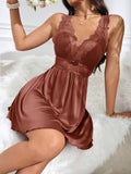  | SHEIN Women's Sexy Lace Splice Sleeveless Nightgown Dress With Open Back | Night Dress | Shein | OneHub