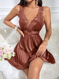 | SHEIN Women's Sexy Lace Splice Sleeveless Nightgown Dress With Open Back | Night Dress | Shein | OneHub