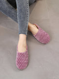 | SHEIN Women's Stylish Purple Cable Textured Fluffy Bedroom Slippers With Embroidery | Slippers | Shein | OneHub