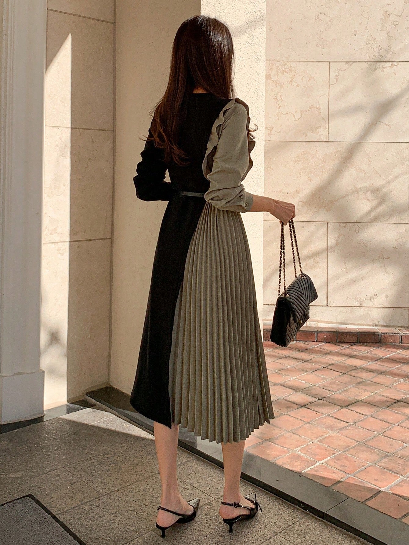  | SHEIN Wynsel Dress Slips For Women Under Coats, Waist Gathered Midi Length Pleated Dress | Dress | Shein | OneHub