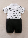  | SHEIN Yierying Infant Boys' Short-Sleeved Two-In-One Romper With Black Mustache Print And Bow Tie Design, Suitable For Spring/Summer Seasons | Dress | Shein | OneHub