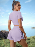  | SHEIN Yoga Basic 2pcs Softness Sports Suit Workout Outfits Set Breathable Top Wide Waistband Shorts | Leggings | Shein | OneHub
