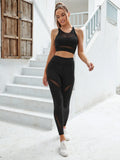  | SHEIN Yoga Sxy 2pcs Fitness Yoga Suit Gym Outfits Set Contrast Mesh Top Wideband Waist Leggings | Sports Leggings | Shein | OneHub