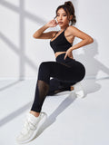  | SHEIN Yoga Sxy 2pcs Seamless Fitness Yoga Suit Gym Outfits Set Strappy Back Cami Scrunch Butt Hollow Out Tights | Sports Leggings | Shein | OneHub
