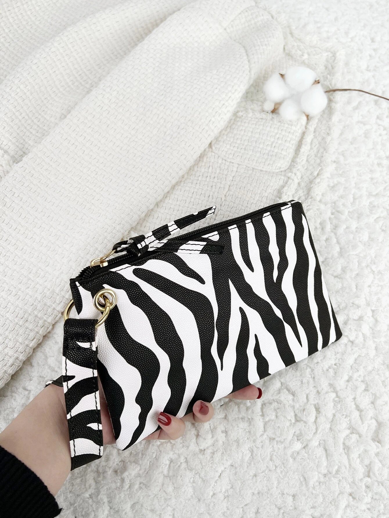  | SHEIN Zebra Pattern Fashion Zipper Clutch Bag, Coin Purse, Mobile Phone Bag, Wristlet High Quality Leather | Bags | Shein | OneHub