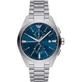 Emporio Armani Claudio Silver Stainless Steel Blue Dial Chronograph Quartz Watch for Men - AR11541