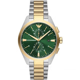 Emporio Armani Claudio Two-tone Stainless Steel Green Dial Chronograph Quartz Watch for Men - AR11511