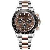 Pagani Design Two-tone Stainless Steel Brown Dial Chronograph Quartz Watch for Men - PD1644