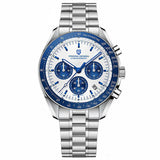 Pagani Design Silver Stainless Steel White Dial Chronograph Quartz Watch for Men - PD1701
