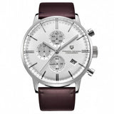 Pagani Design Brown Leather Strap White Dial Chronograph Quartz Watch for Men - PD2720K