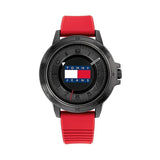 Tommy Hilfiger Houston Red Silicone Strap Black Dial Quartz Watch for Men - 1792033