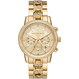 Michael Kors Ritz Gold Stainless Steel Gold Dial Chronograph Quartz Watch for Ladies - MK6937