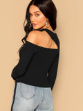  | SHEIN Ribbed Cutout Asymmetrical Neck Top | Top | Shein | OneHub