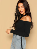  | SHEIN Ribbed Cutout Asymmetrical Neck Top | Top | Shein | OneHub