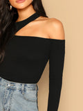  | SHEIN Ribbed Cutout Asymmetrical Neck Top | Top | Shein | OneHub